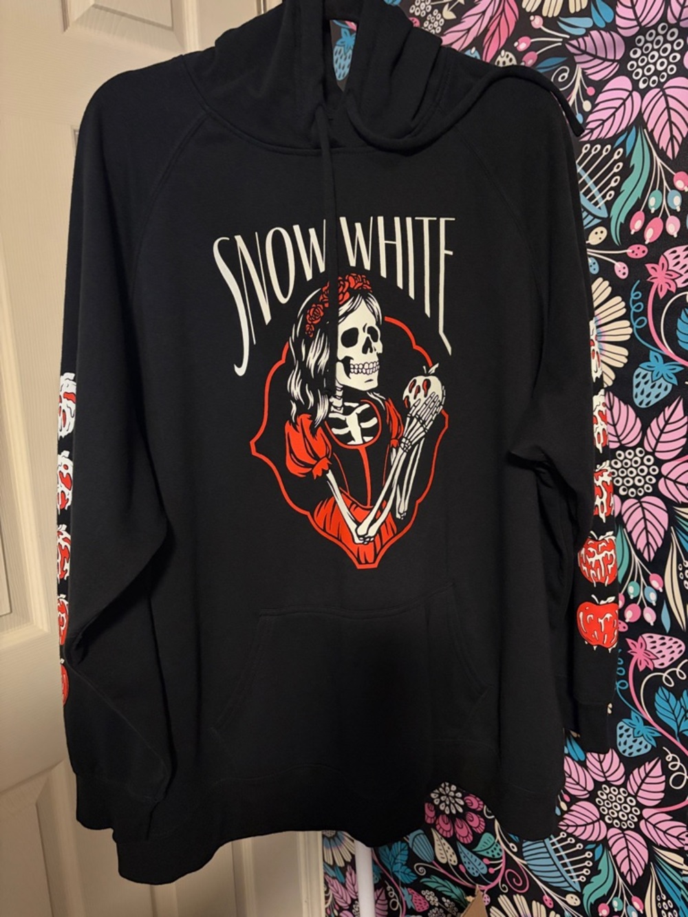 Torrid Black Hoodie with Snow White Skeleton and Red Accents